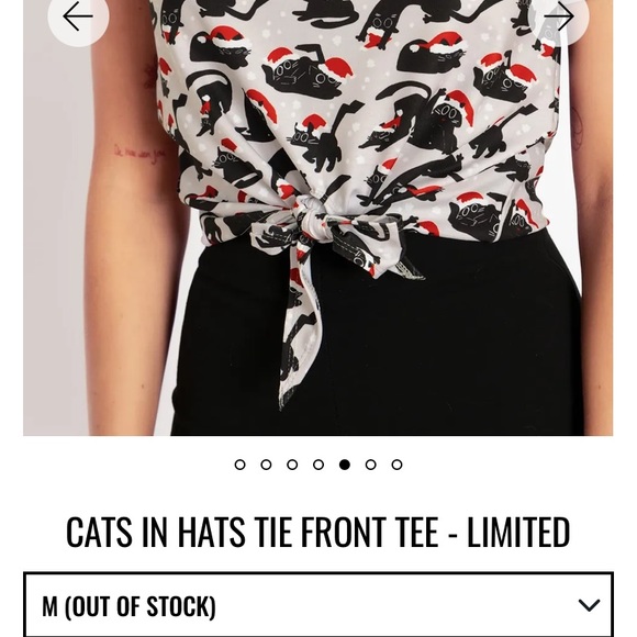 Blackmilk “CATS IN HATS TIE FRONT TEE” Size Medium M NWT Xmas Christmas - Picture 3 of 13